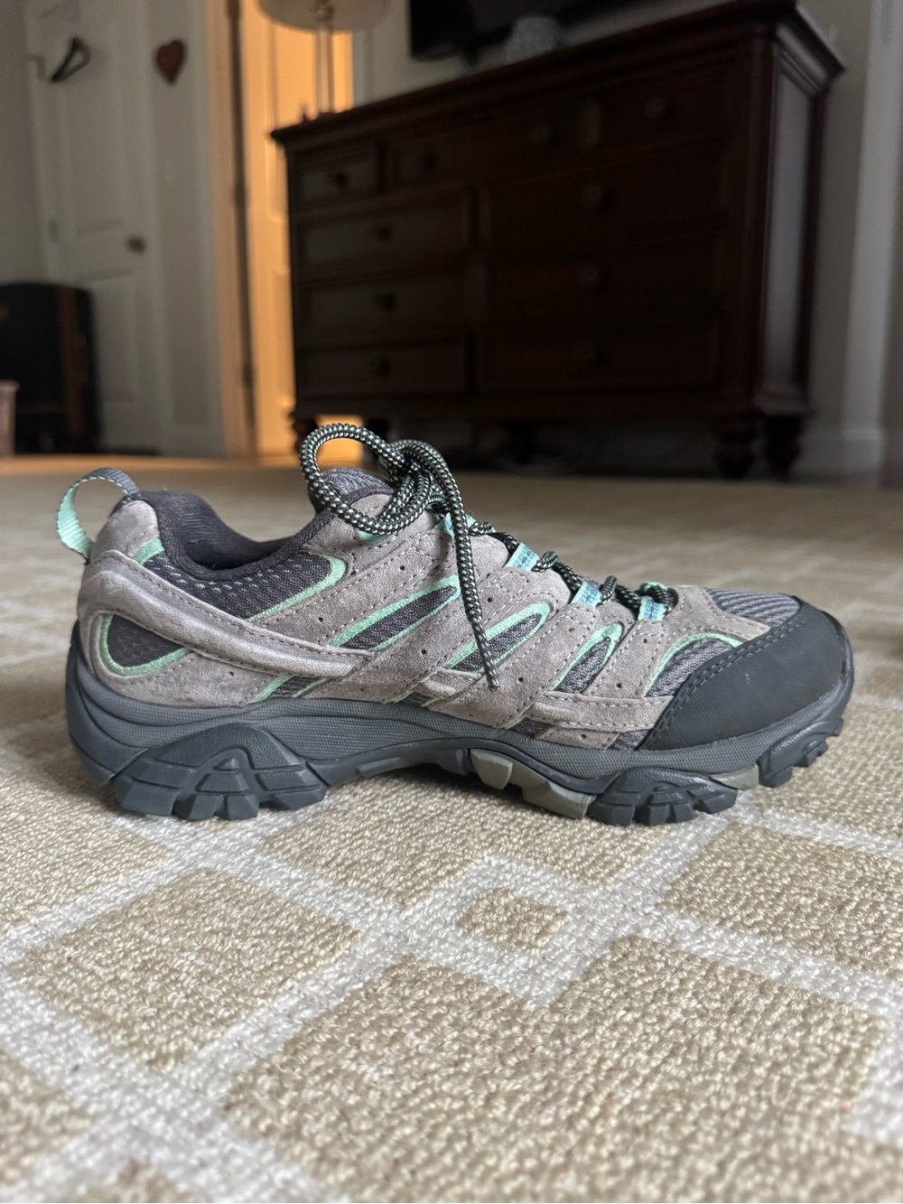 Merrell Moab 2 Waterproof Hiking Shoes Vibram Gray Mint Women’s Size 8.5 - Picture 5 of 12